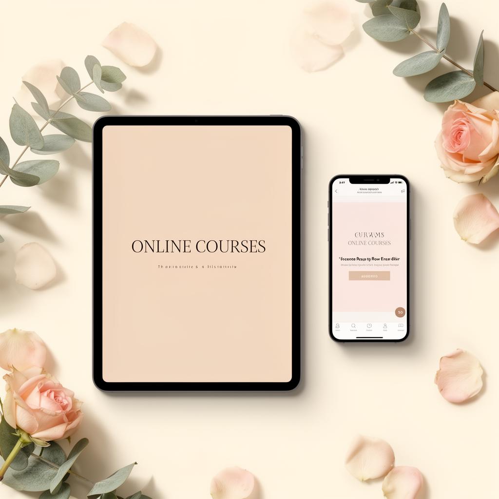 Mockup do curso em tablet e celular
